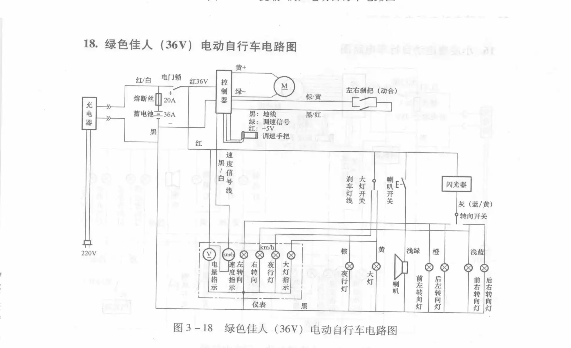 Lvse Jiaren (36V) Electric Bicycle Circuit Diagram